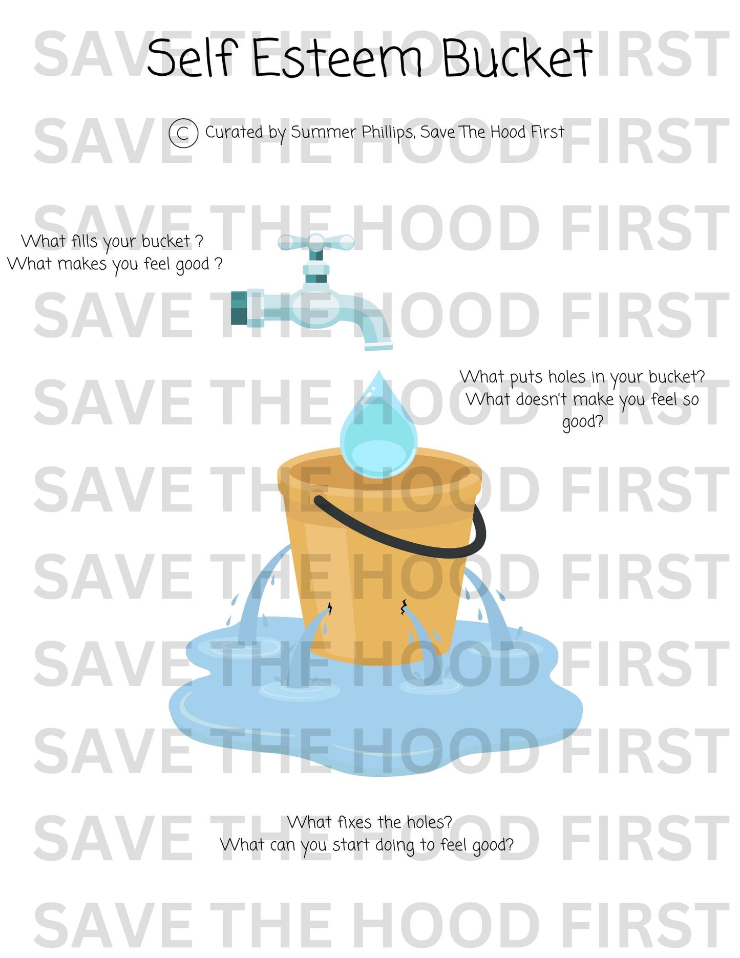 Self Esteem Bucket Worksheet